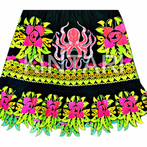 Jupe en mousseline brodée tropicale hawaïenne personnalisée pour femme, motif floral en coton, coupe trapèze, taille élastique, tenue de plage estivale, vente en gros, OEM - Product Image 3