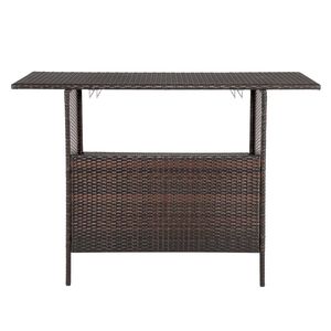 Tavolo da Bar Moderno in Legno Marrone e Acciaio Sfumato per Casa, Hotel, Ristorante ed Eventi - Product Image 2