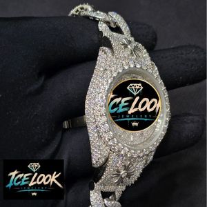 นาฬิกาข้อมือ ICELOOK หรูหรา สแตนเลสสตีล ประดับโมอิสซาไนต์ ระบบควอตซ์ หน้าปัด 40 มม. ปุ่มกดเปิดฝาหลังแบบซ่อน สายแบบเชื่อมต่อ แสดงวันที่ ใช้ได้ทั้งชายและหญิง - Product Image 4