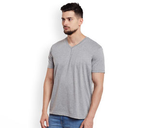 T-shirts pour hommes, été, sport, décontractés, extérieur, couleur unie, manches courtes, tissu en coton doux, col en V, logo personnalisé, respirant - Product Image 6