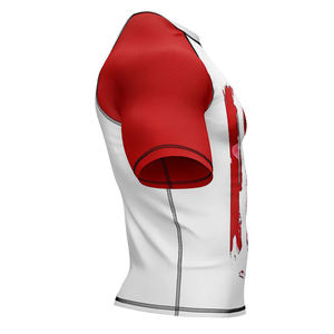 เสื้อรัดกล้ามเนื้อสำหรับกีฬา MMA ผ้าสแปนเด็กซ์/โพลีเอสเตอร์ 220 กรัม ระบายอากาศได้ดี แขนสั้น แห้งเร็ว รับสกรีนโลโก้ ผลิตจากโรงงานชุดกีฬา - Product Image 6
