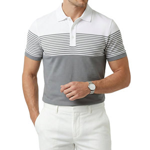 Camisas Polo de Punto Piqué Casuales para Hombre al por Mayor, con Logotipo Personalizado, Bloques de Color, Rayas, Manga Corta, Transpirables, para Golf y Actividades al Aire Libre - Product Image 6