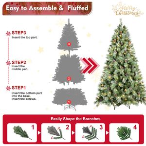 Sapin de Noël artificiel pré-éclairé de 1,80 m avec 300 lumières LED, 988 pointes en PVC, pommes de pin, design luxueux - Product Image 3