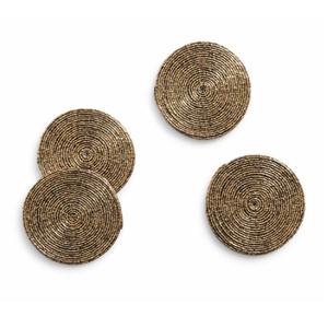 Brown and Gold Glass Beads Coaster <b>Set</b> of <b>4</b> Tea Cup Glass Coffee Mugs Coaster <b>Dining</b> <b>Table</b> Decorative Coaster Gift <b>for</b> Women - Product Image 3