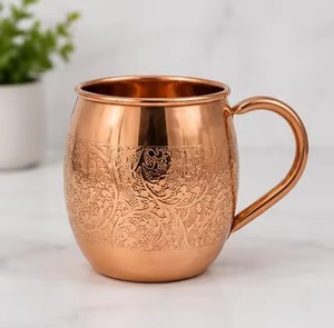 Modern Style Copper <b>Mug</b> With Gold Handle <b>Double</b> <b>Wall</b> Design For Home Use - Product Image 3