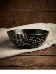 Handmade Polished Round Natural Horn Bowl Solid Pattern Modern Eco-Friendly Durable <b>Decorative</b> <b>Plate</b> Dishes <b>Plates</b> for Party - Product Image 3