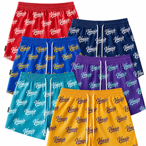 High Quality Summer Custom Digital Print <b>Polyester</b> Men Unisex 5 Inch Inseam Basketball Mesh Shorts Plus Size Breathable Quick - Product Image 4