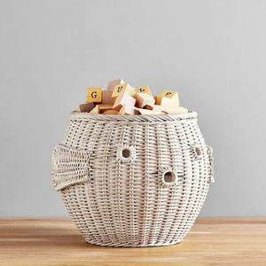 <b>Pink</b> Handmade Fish Rattan Toy Storage Basket Toddler Room Bedroom Furniture Useful Woven Storage Organization Bin Wholesale - Product Image 2