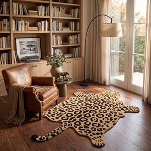 Alfombra de Lana con Diseño de Leopardo, Hecha a Mano, con Estampado Animal, para Sala de Estar, Venta al Por Mayor - Product Image 6