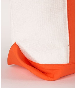 Premium Eco-Friendly Recycled Cotton Canvas Boat Tote Medium Size <b>Shoulder</b> Handle <b>Cream</b> Orange Gusset Front Pocket Gift Reusable - Product Image 4