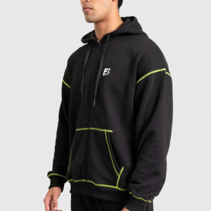 Sudadera con capucha de algodón y forro polar para hombre, con cremallera completa, hombros caídos, costuras en contraste, logotipo personalizado, proveedor mayorista 2026 - Product Image 2