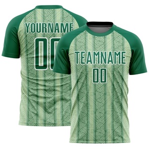 Conjunto de Camiseta de Fútbol Sublimada Personalizada para Hombre, Manga Corta, Verde a Rayas, Cuello Redondo, Absorbe la Humedad, Ajuste Atlético, para Adultos, Todas las Temporadas - Product Image 4