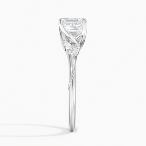 Anillo BOJ 030 con Corte Princesa, Plata 925, Camelia, Diamante Migraine, 2ct, Color D, VVS1, Moissanita, Certificado GRA, Precio Bajo - Product Image 3