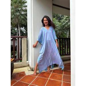 Vestido Kaftán Tie Dye Lavable y Ecológico para Mujer, Corte Holgado, Cintura Natural, para Verano, Playa, Vacaciones y Descanso - Product Image 2