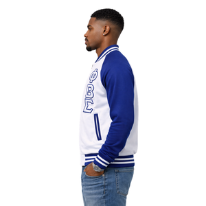 Chaqueta Varsity Blanca de Felpa Phi Beta Sigma, Ropa de Fraternidad Griega con Estilo Universitario Clásico, Calidez y Comodidad Premium - Product Image 3