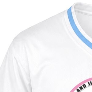 เสื้อเจอร์ซีย์กีฬาคอวีปักลายตราสัญลักษณ์ไวท์แจ็คแอนด์จิล แขนสั้น ลายทางสีฟ้าอ่อน เสื้อทีมกีฬา - Product Image 4