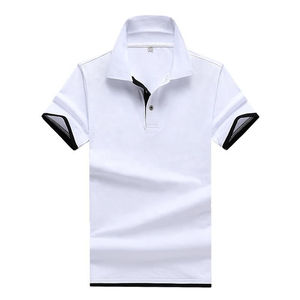 Polo de Manga Corta Negro para Hombre con Ribete Rojo, Diseño Casual de Punto Transpirable, Corte Regular con Botones - Product Image 2