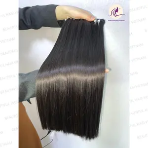 Onbewerkte Rauwe Vietnamese Human Hair Extensions Natuurlijke Kleur 1b Machine Inslag Zijdeachtig Recht Dubbel Getekend Haar Van Luxe Haar