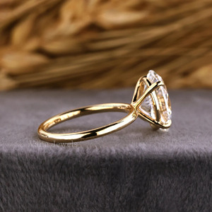 Bague de fiançailles en diamant ovale cultivé en laboratoire, or massif 14 carats, certifiée IGI, alliance solitaire simple pour mariée, cadeau 1er anniversaire - Product Image 5