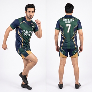 ชุดเสื้อและกางเกงรักบี้ฟุตบอลแบบซับลิเมชั่นสั่งทำพิเศษสำหรับผู้ชาย ชุดยูนิฟอร์มทีมฟุตบอล ชุดกีฬาขายส่ง สั่งทำชื่อและหมายเลขได้ พร้อมโลโก้ OEM - Product Image 5