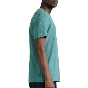 T-shirt da uomo girocollo a maniche corte in cotone jersey tinta unita, lavaggio acido, vestibilità regolare, stile casual, per <span class=keywords><strong>palestra</strong></span> o corsa, modello basic - Product Image 3