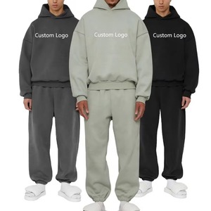 Casual Winter Hooded Sweatpants and Hoodie Set Unisex Joggers Customized Men Windproof Heavyweight <b>Tracksuit</b> - Product Image 5