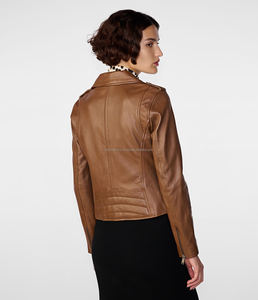 Nouveau Style femmes marron vestes Moto meilleure arrivée pour vêtements d'hiver manches longues personnalisé nouveau Design femmes vestes en cuir - Product Image 3