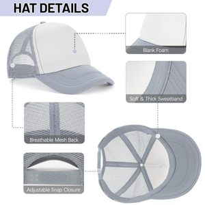 Gorra Trucker Unisex Blanca y Gris de Lona, 6 Paneles, Ajustable, Transpirable, Impermeable, para Adultos, Primavera/Verano, 100% - Product Image 4