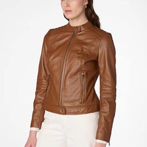 Chaqueta de Cuero de Búfalo Auténtico para Mujer, Chaqueta de Motociclista de Invierno, Abrigo de Moda, Fabricación OEM - Product Image 1