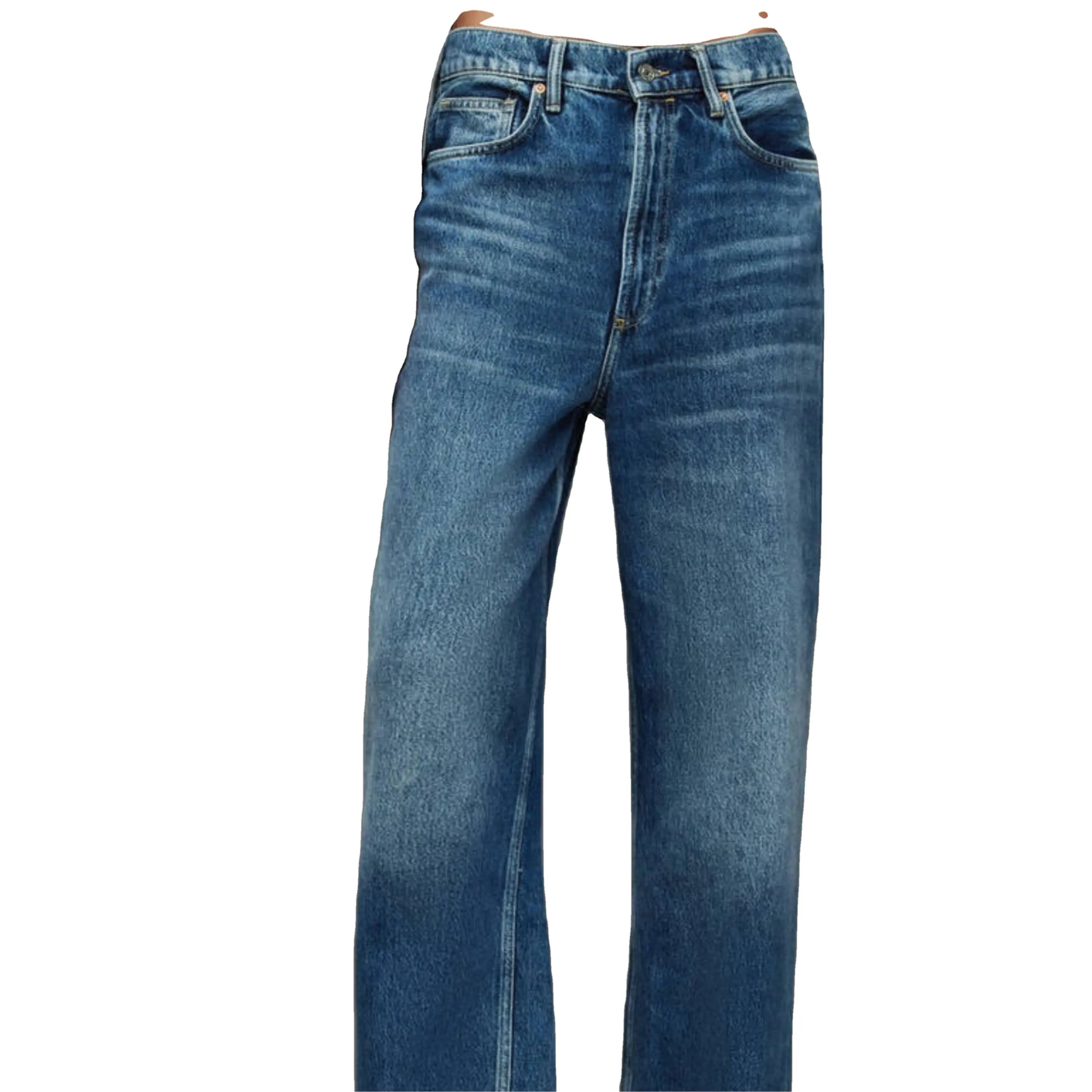 Beste Prijs Van Stretch Hoge Taille Denim Vrouw Wijde Pijpen Jeans Voor Dames Plus Size Damesbroek