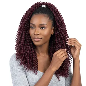 Deep Burgundy Curly Human Hair Weave Virgin Remy Indian Soft Double Drawn Bulk Hair Customize Size - Product Image 2