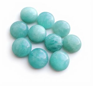 Cabochon rond en amazonite naturelle, dos plat, pierre précieuse non montée pour la création de bijoux - Product Image 3