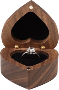 Boîte à bague de fiançailles en bois mince en forme de cœur, étui porte-bague pour cérémonie de mariage, jour commémoratif, anniversaire - Product Image 2