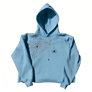 Sudadera con Capucha para Hombre, Diseño de Telaraña Gris, Estilo Casual para Otoño, Corte Regular, Tejido de Algodón, Logotipo en la Parte Delantera - Product Image 3
