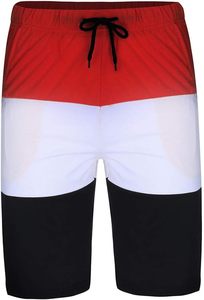 Camiseta de Manga Corta con Cuello Redondo y Bloques de Color para Hombre, Rojo, Blanco y Negro, Informal, para Verano, Tejido de Punto - Product Image 3