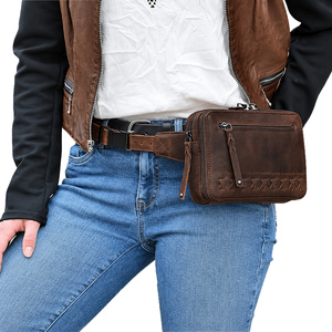 Riñonera de Cuero Premium Estilo Vintage en Forma de Barril, Impermeable, Unisex, para Viaje, con Cierre de Cremallera y Broche - Product Image 5