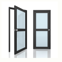 Porte commerciale minimaliste en verre, entrée principale, porte coulissante insonorisée pour immeuble de bureaux, surface finie