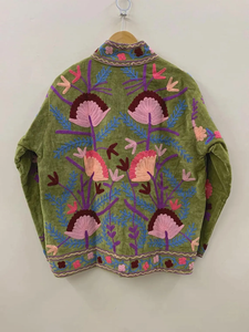 Bohemian <b>Velvet</b> Suzani Floral Embroidered Short Jacket Windproof Winter Overcoat with Cotton Filling Floral <b>Coat</b> - Product Image 2