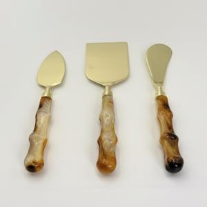 Juego de cuchillos para queso con acabado dorado premium, moderno, con mango de resina, juego de cubiertos para servir queso con acabado dorado de acero inoxidable para el hogar - Product Image 2