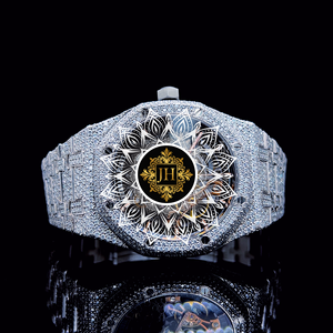High Quality Luxury Hip Hop <b>Skeleton</b> Quartz Diamond <b>Watch</b> Full Iced Gold Finish Men Statement Style Available Best Price - Product Image 1
