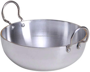 Aluminium Sheet Kadhai With Two Handles Full Polished Best Quality Kadhai Cookware Woks Cooking Utensil 180 mm DiaMeter - Product Image 2