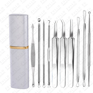ชุดเครื่องมือกำจัดสิวสแตนเลสสตีล 10 ชิ้น สำหรับมืออาชีพ พร้อมที่กดสิวเสี้ยนและทำความสะอาดรูขุมขน  รับทำฉลากและออกแบบตามสั่ง - Product Image 3