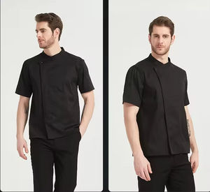 Veste de chef à manches courtes avec logo personnalisé, veste de chef respirante, uniforme pour le personnel de cuisine de restaurant, vente en gros OEM - Product Image 4