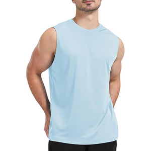 เสื้อกล้ามแขนกุดสีเทาสำหรับผู้ชาย คอกลม สีพื้น แห้งเร็ว ผ้าถัก สวมใส่สบายๆ - Product Image 3