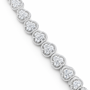 กำไลข้อมือเทนนิสทรงดอกไม้ประดับเพชรซิร์คอนคลาสสิก Rhaya Jewels เงินแท้ชุบโรเดียม 92.5  งานแฮนด์เมด สำหรับทั้งชายและหญิง เหมาะสำหรับงานแต่งงาน - Product Image 4