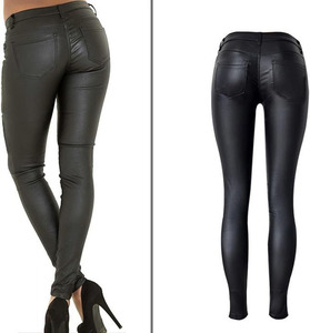 Pantalones Deportivos de Cuero Samroz, Pantalones Negros de Mezclilla Recubiertos de Cuero PU para Mujer, Leggings Ajustados y Elásticos - Product Image 4