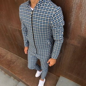 Traje de chándal con cremallera frontal para hombre, ropa urbana personalizada con dobladillo acanalado y puños, tejido estampado con cremallera, sublimado - Product Image 2