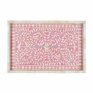 Bandeja de Servir Rectangular Hecha a Mano de Alta Calidad con Diseño de Frutas Natural/Esmaltado, Acabado Pulido de Lujo, para Uso en Restaurantes, con Incrustaciones de Madera, para el Hogar - Product Image 1