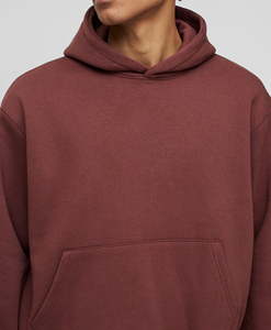 Embroidery Custom <b>Hoodie</b> 450gsm 100% Cotton Oversized High Quality Boxyfit Hoodies <b>Men</b> <b>Burgundy</b> - Product Image 3