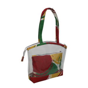 Sac fourre-tout transparent personnalisé en PVC imperméable avec poignée en toile, pochette transparente et sac cosmétique en jute avec fermeture éclair - Product Image 2
